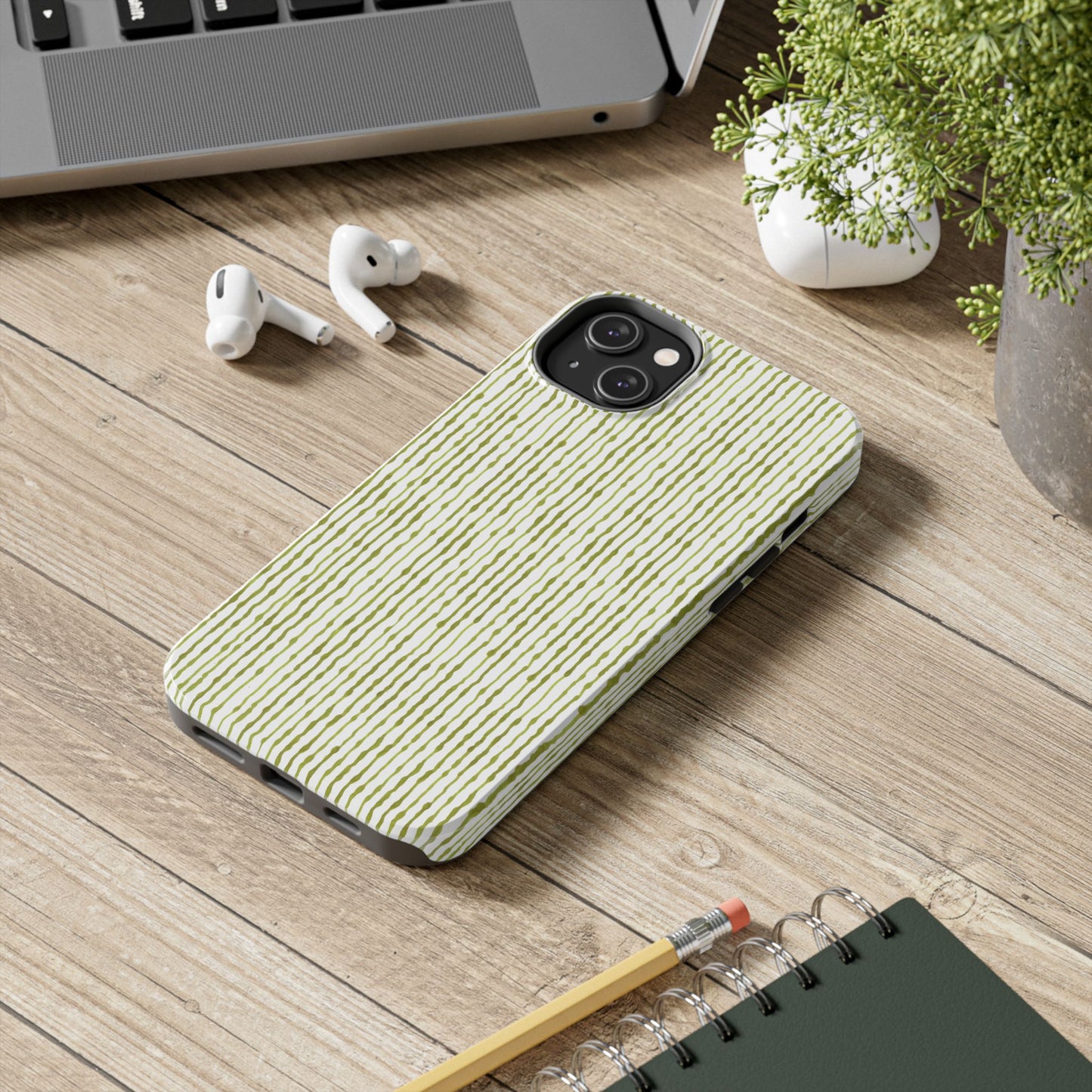 Faux Seersucker White / Green Phone Case