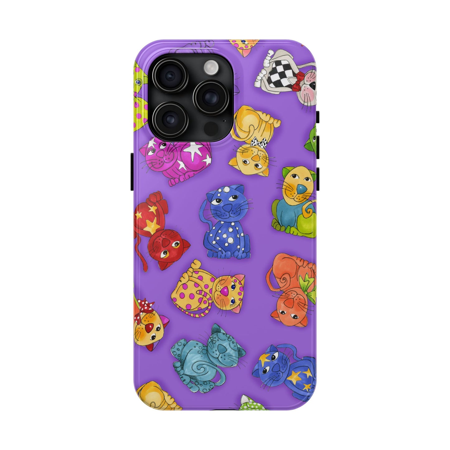 Tossed Happy Cats Purple Phone Case