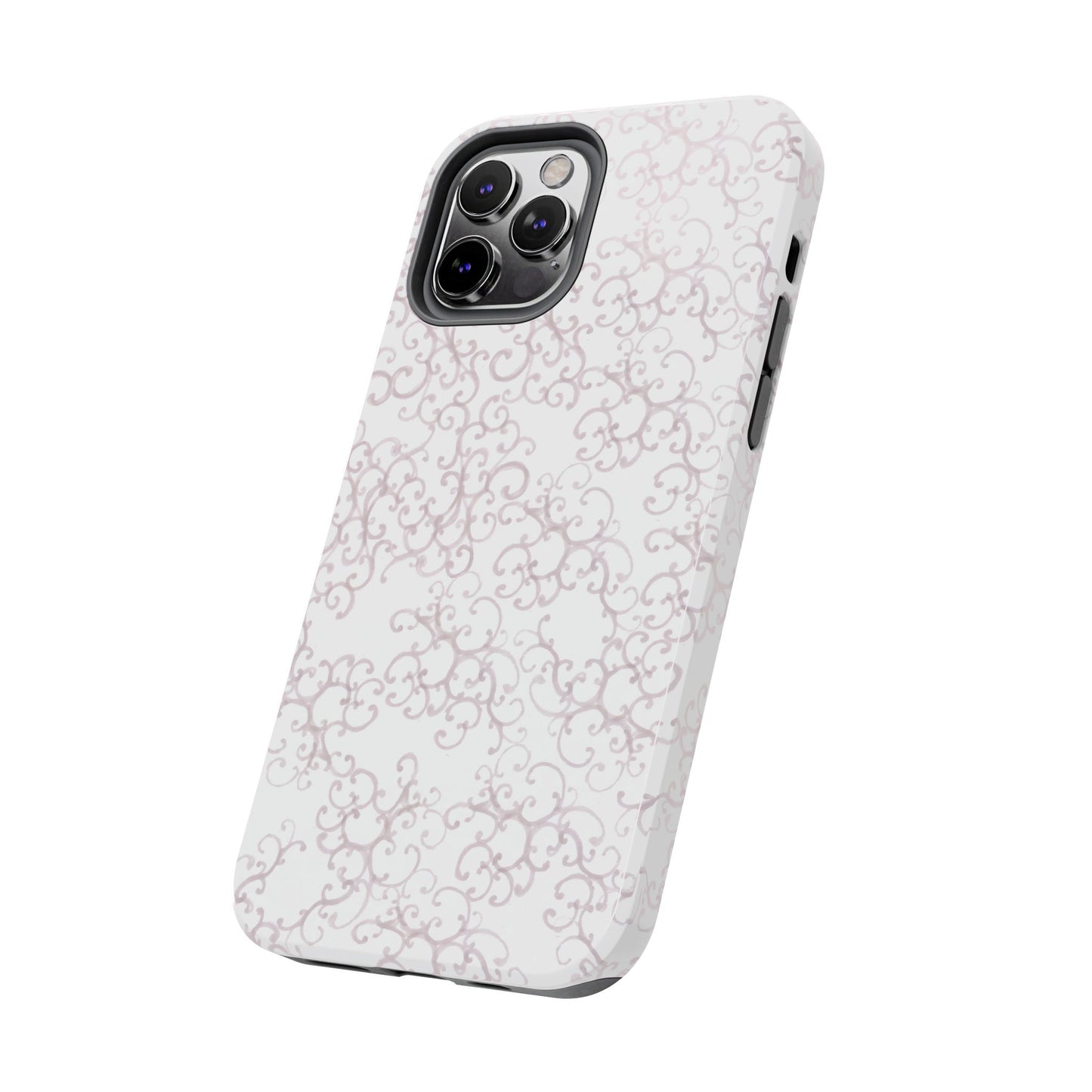 Scrollie White / Silver Phone Case