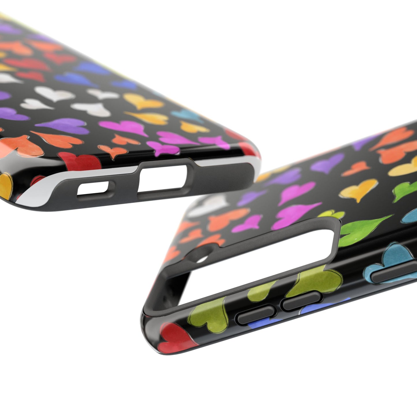 Happy Hearts Black Phone Case