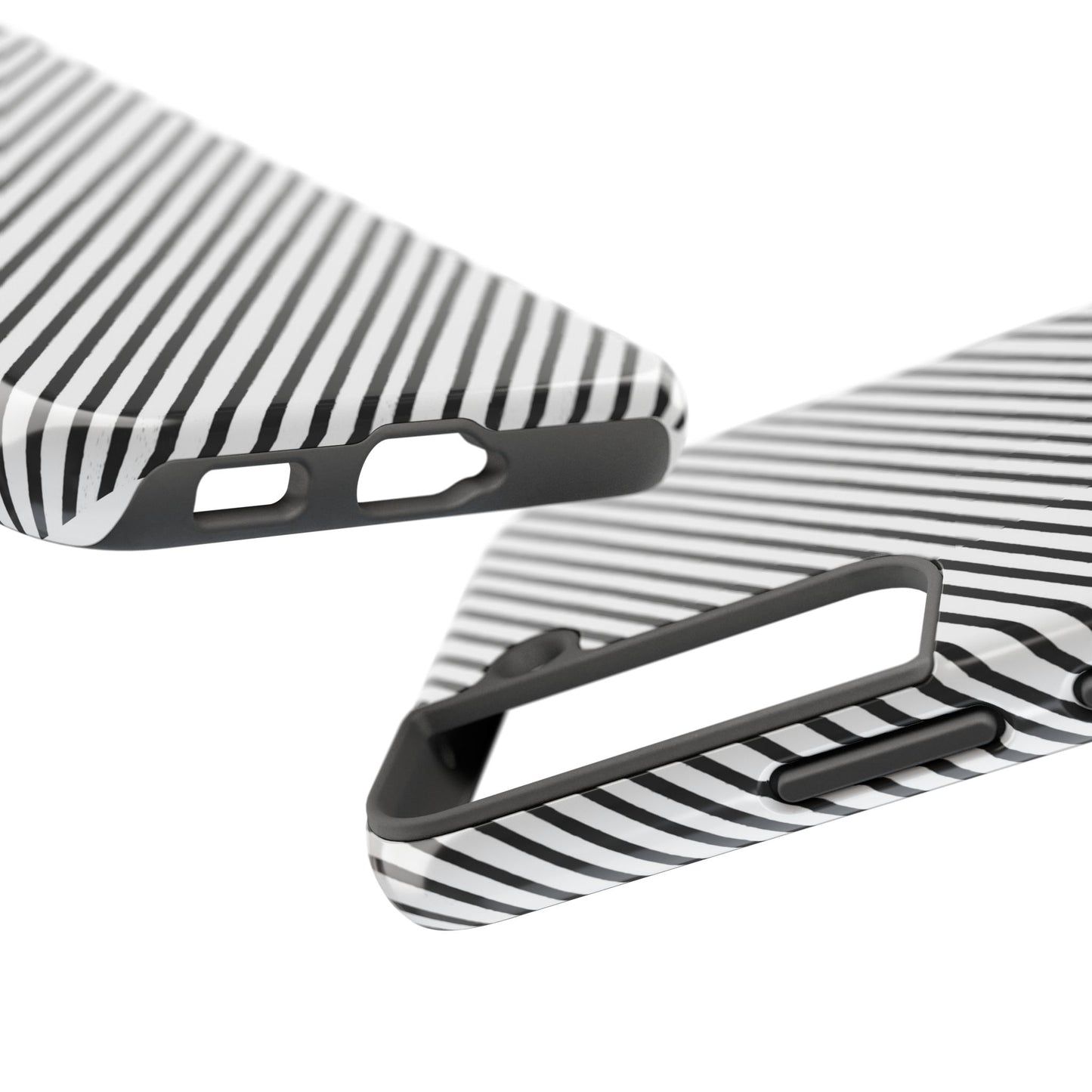 Diagonal Stripe White / Black Phone Case