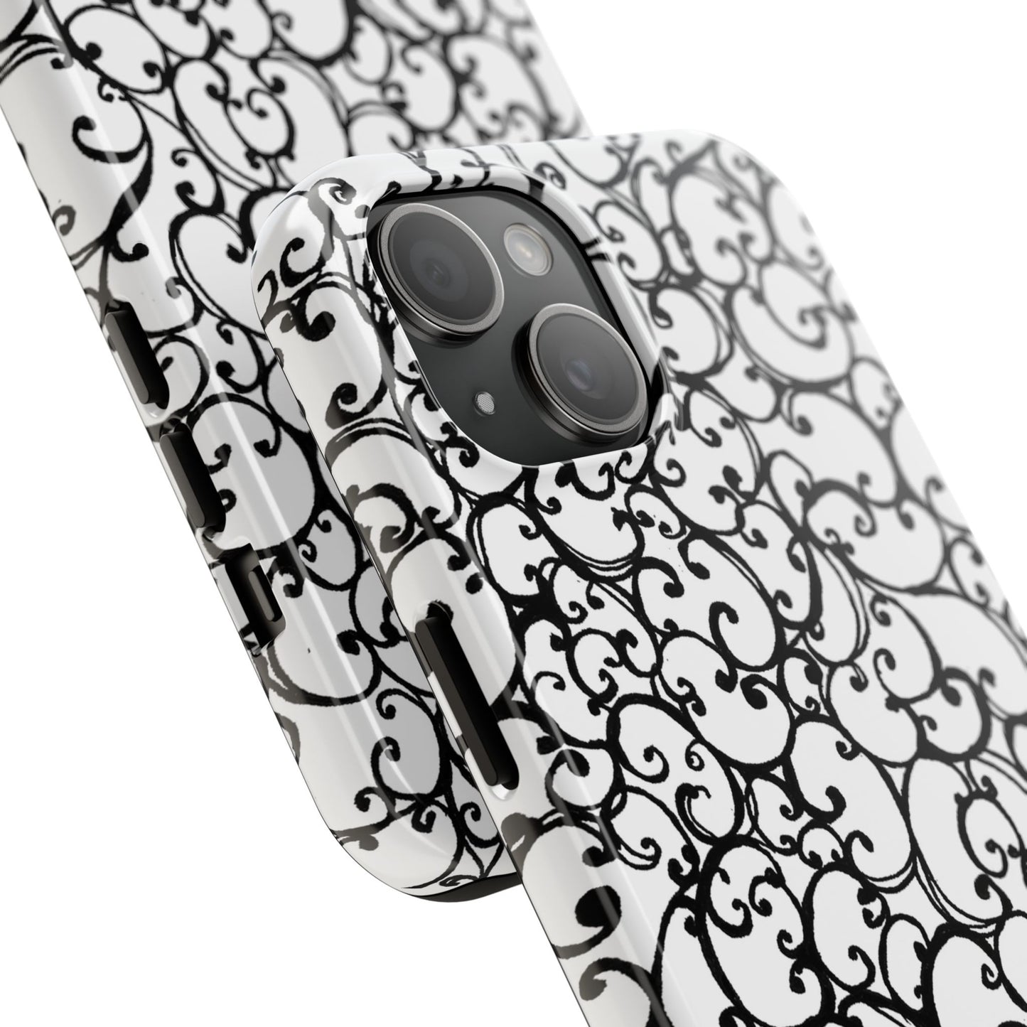 Scrollie White / Black Phone Case