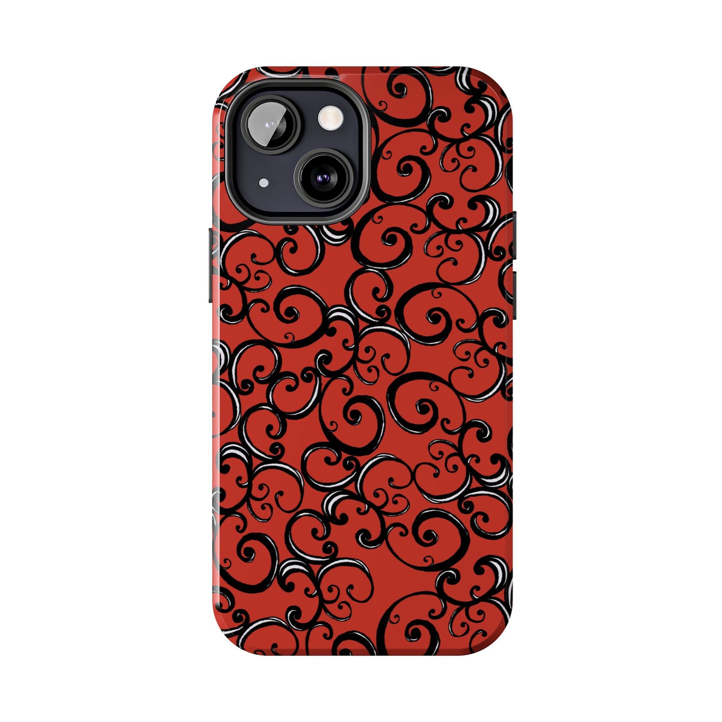 Curls Red / Black Phone Case