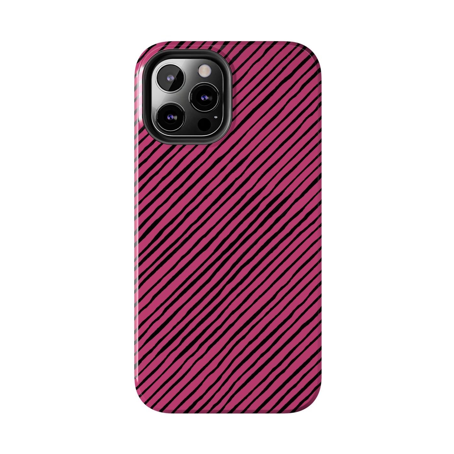 Quirky Bias Stripe Magenta / Black Phone Case