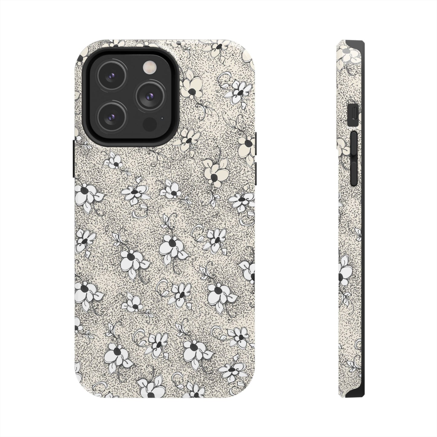 Daisy Flecks Ivory / Black Phone Case