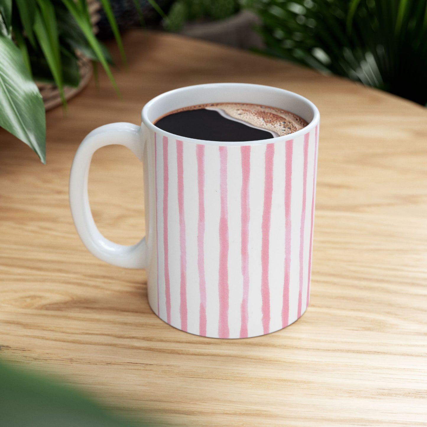 Happy Stripe White / Pink Cup