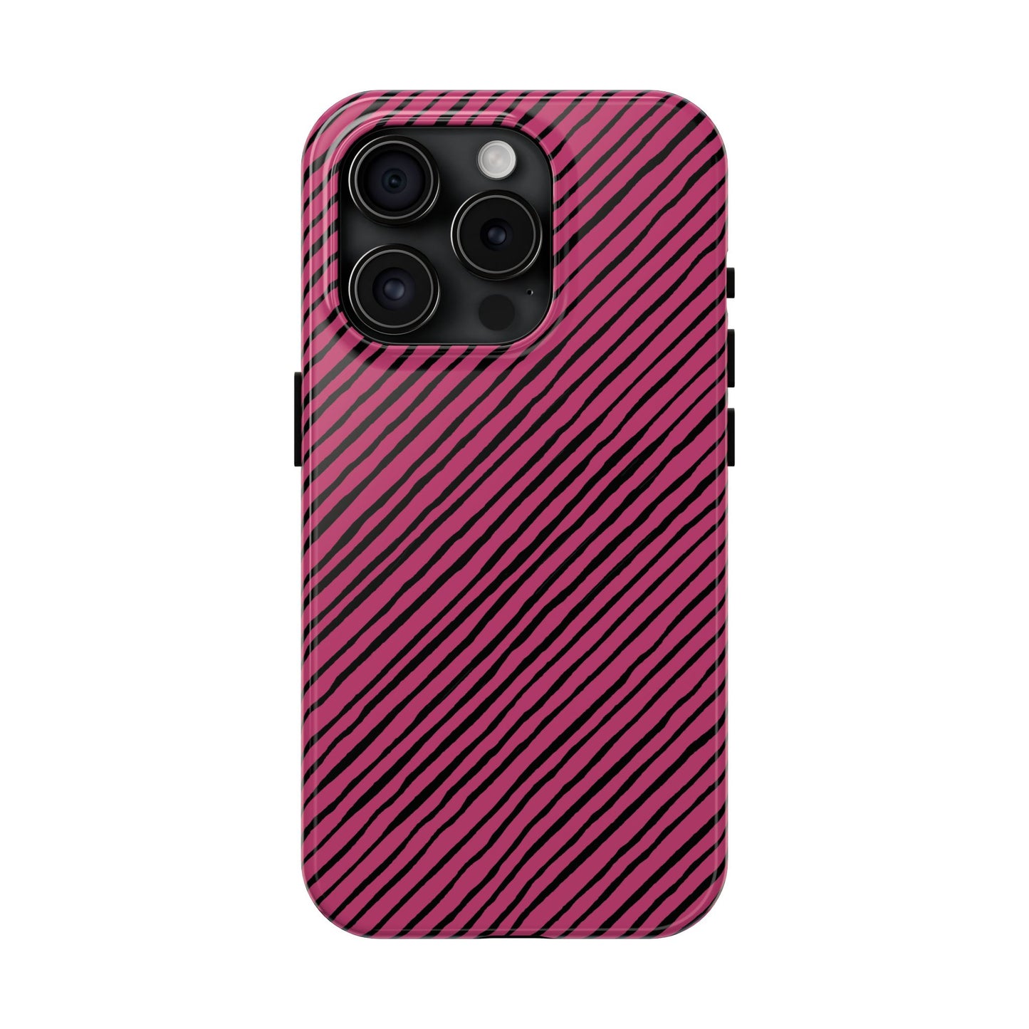 Quirky Bias Stripe Magenta / Black Phone Case