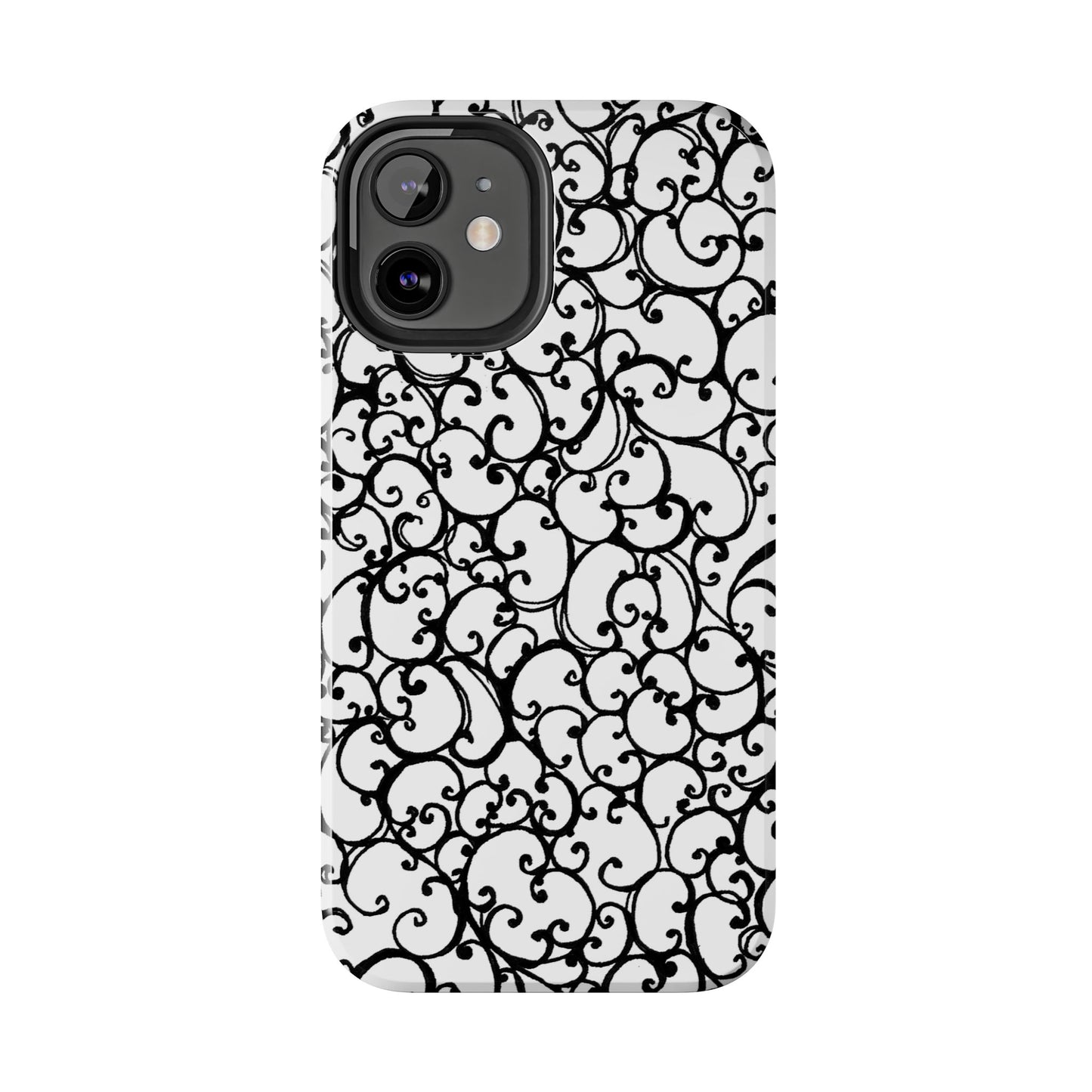 Scrollie White / Black Phone Case