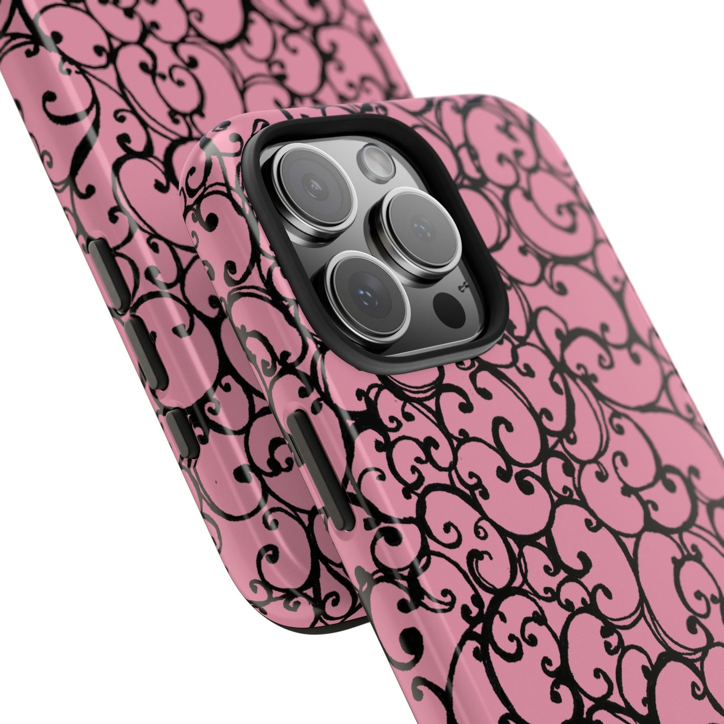 Scrollie Pink / Black Phone Case