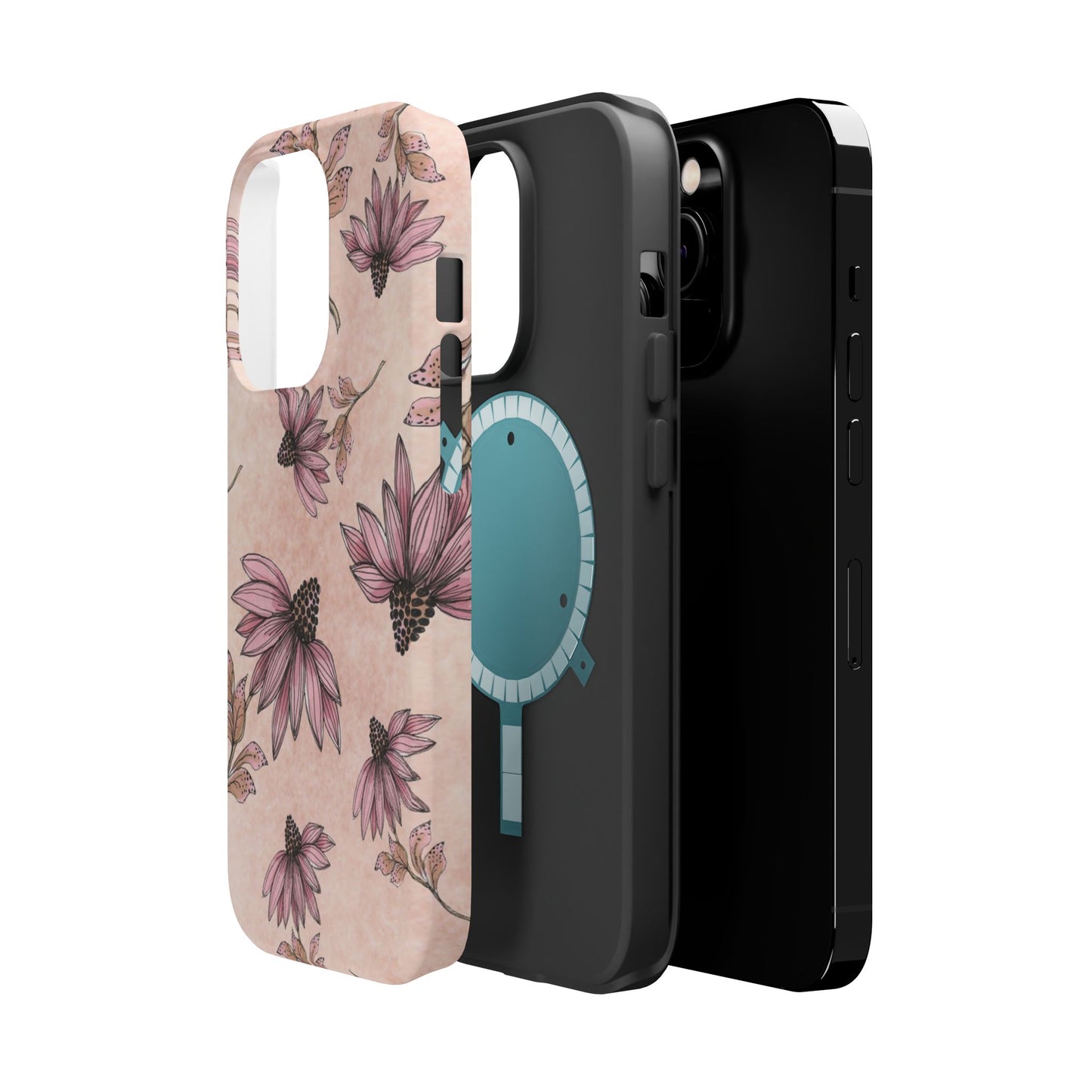 Wild Cone Flowers Pink Marble Phone Case