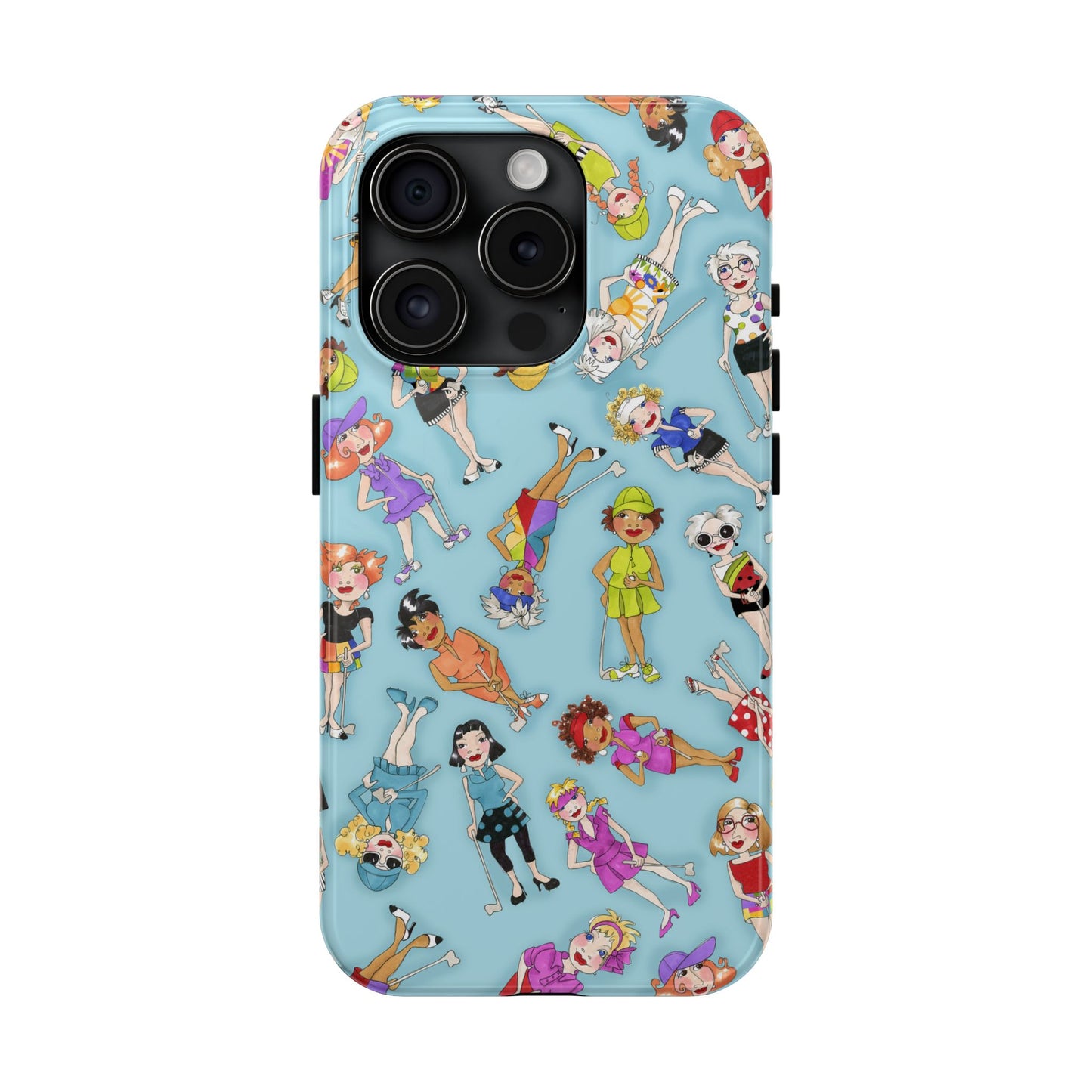 Tossed Golfer Girls Turquoise Phone Case