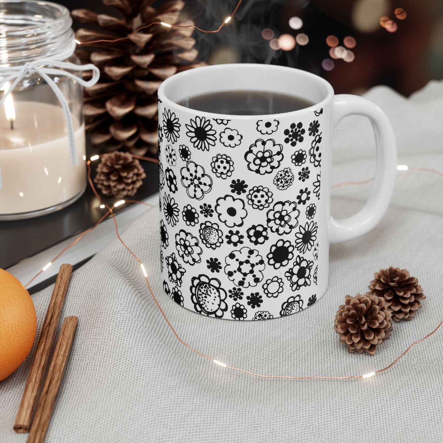 Posie Dots White / Black Cup