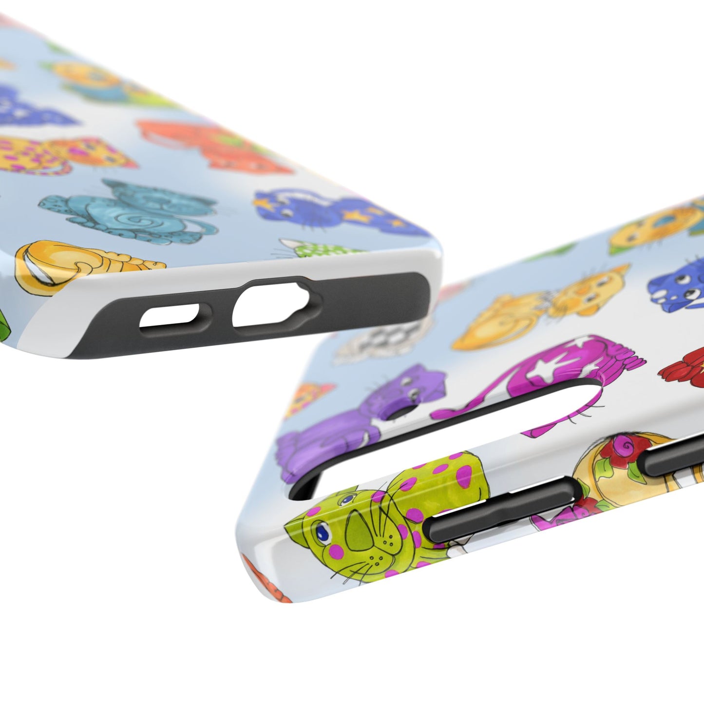 Tossed Happy Cats Blue Sky Phone Case
