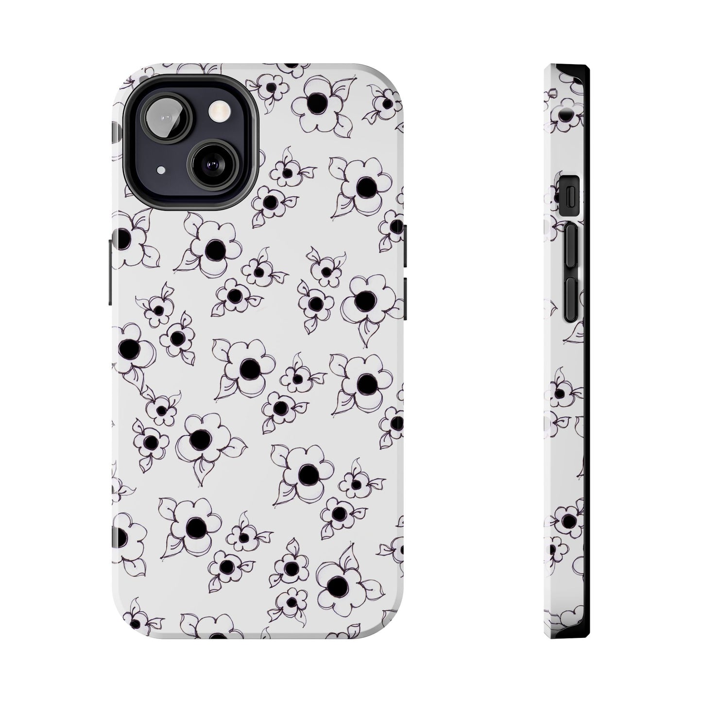 Daisy Cluster White / Black Phone Case