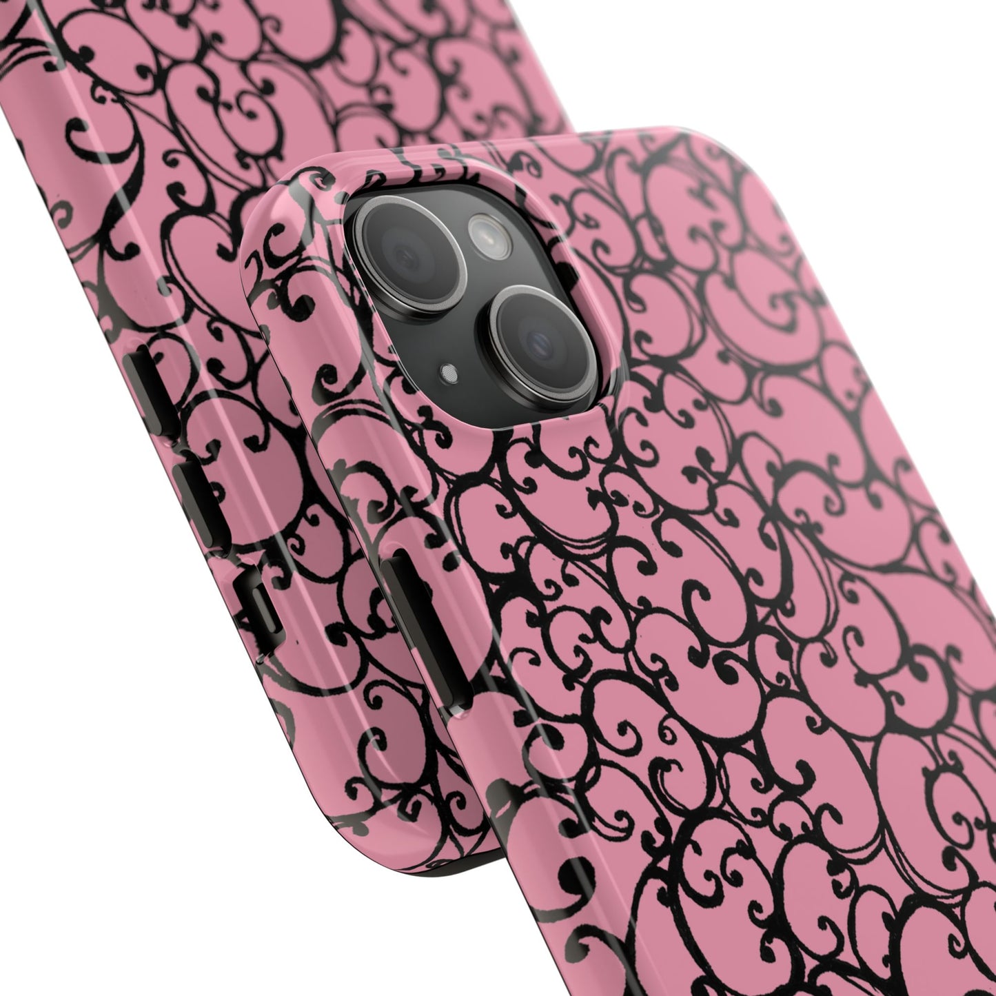 Scrollie Pink / Black Phone Case
