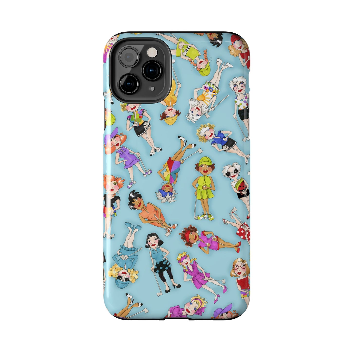 Tossed Golfer Girls Turquoise Phone Case