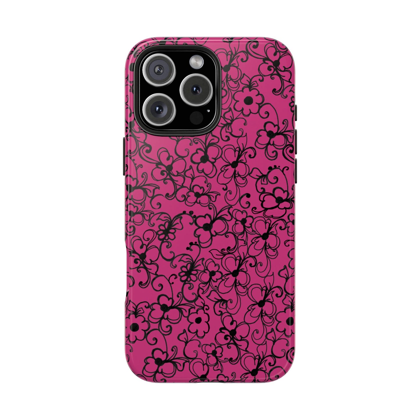 Daisy Jungle Pink / Black Phone Case