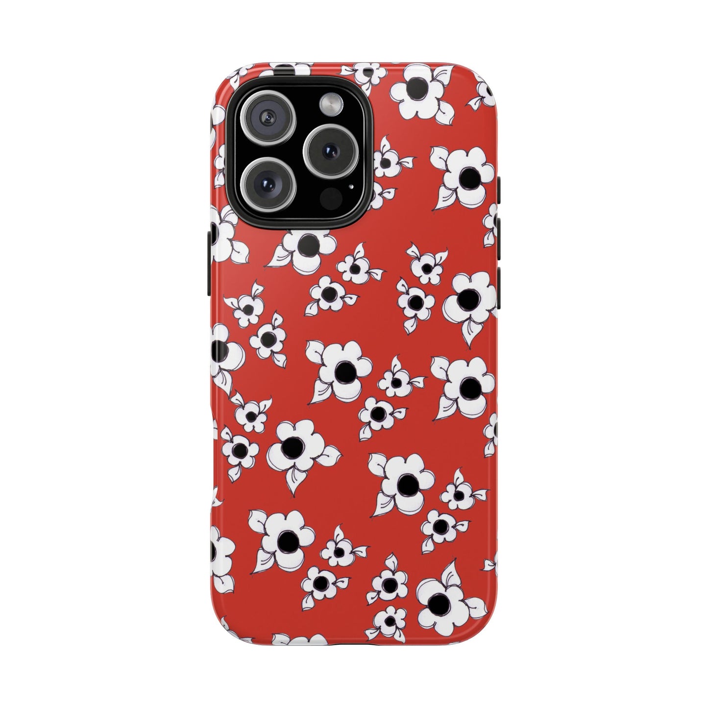 Daisy Cluster Red / Black Phone Case
