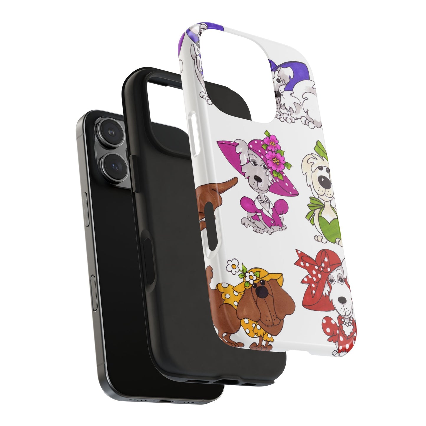 Fancy Dog Line Up White Phone Case