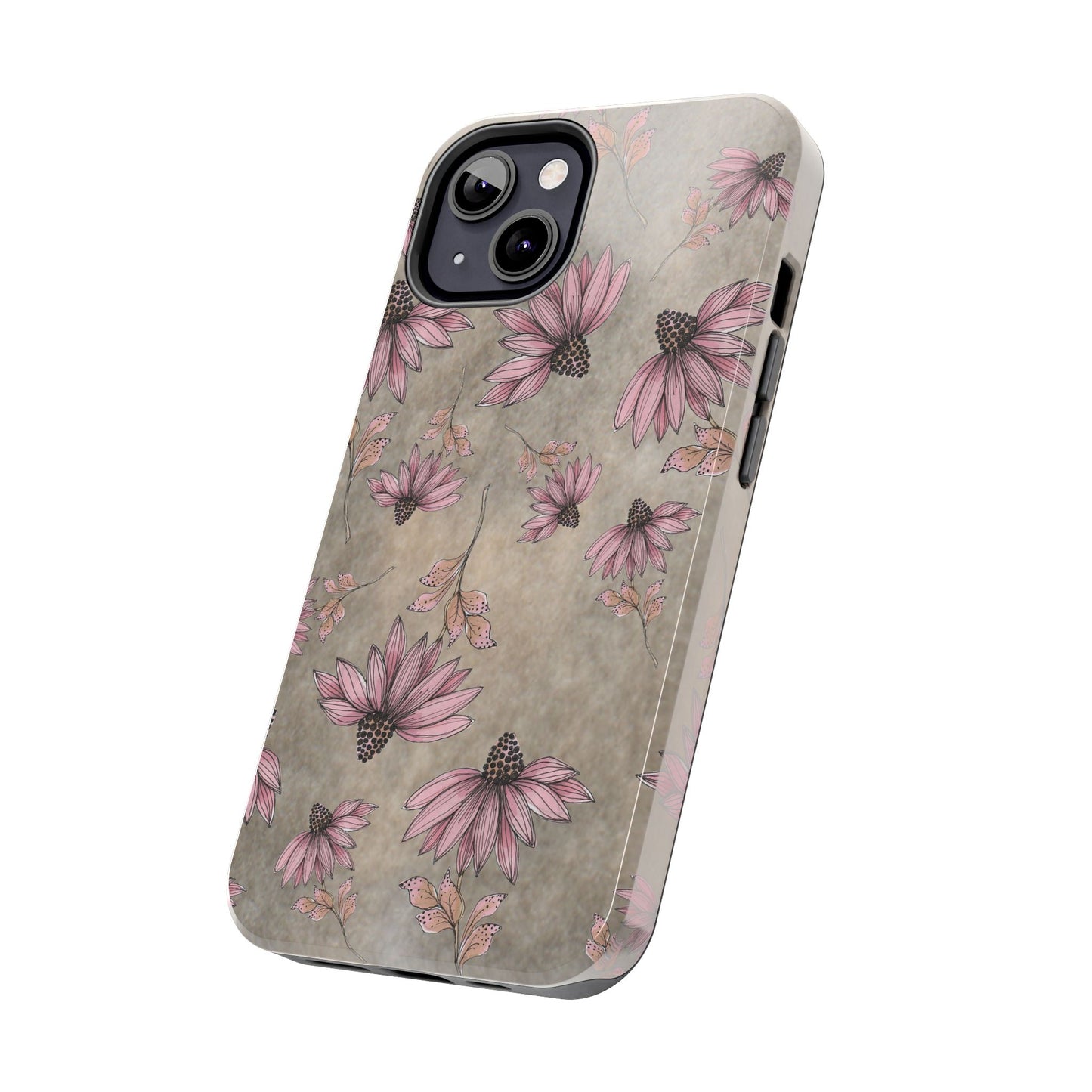 Wild Cone Flowers Taupe Marble Phone Case