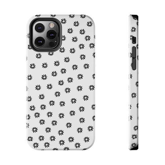 Daisy Dot White / Black Phone Case