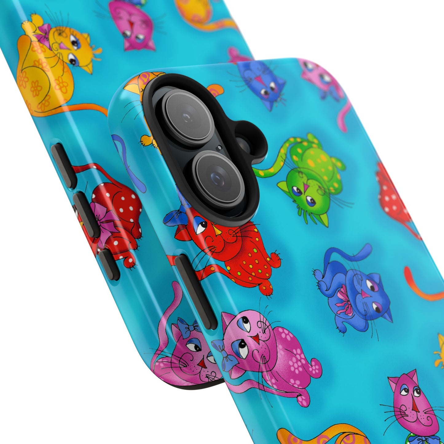 Tossed Cool Cats Turquoise Phone Case