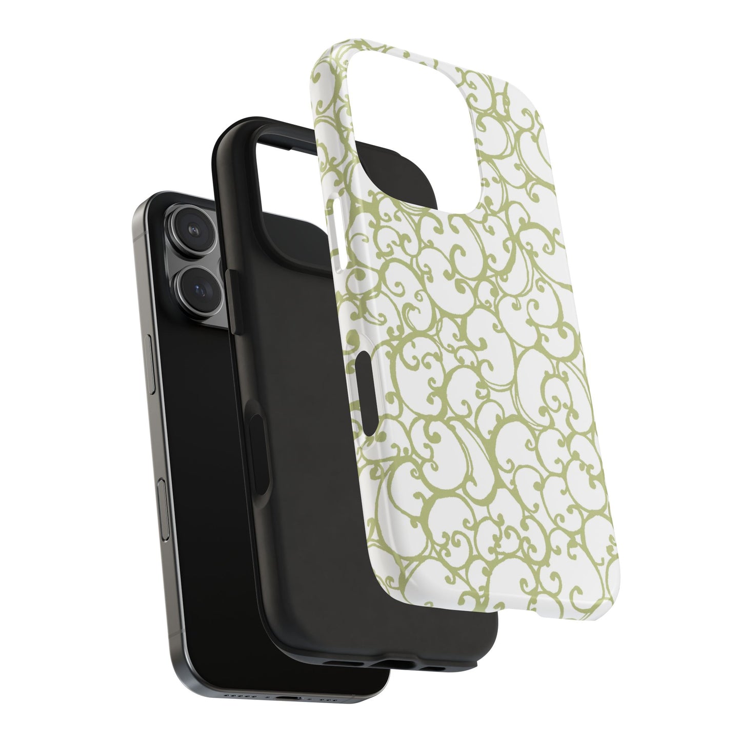 Scrollie White / Green Phone Case