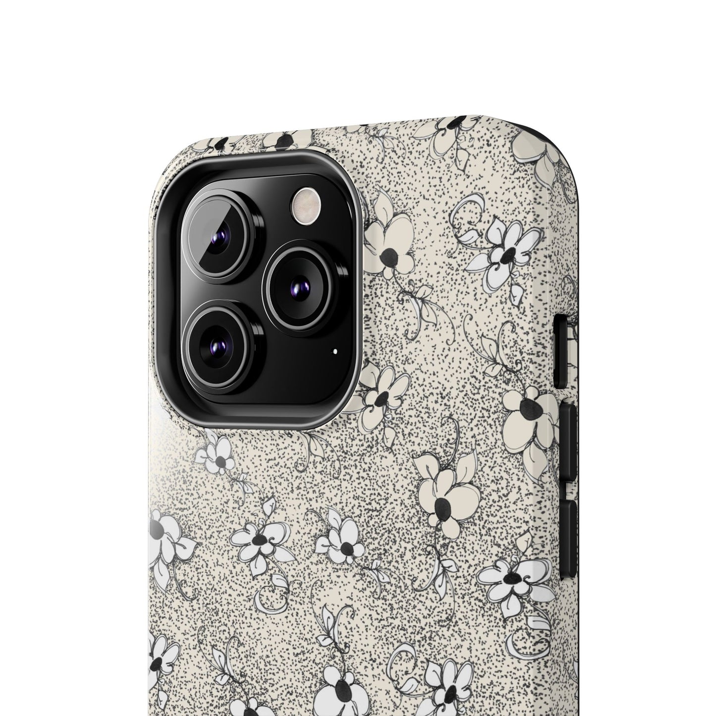 Daisy Flecks Ivory / Black Phone Case