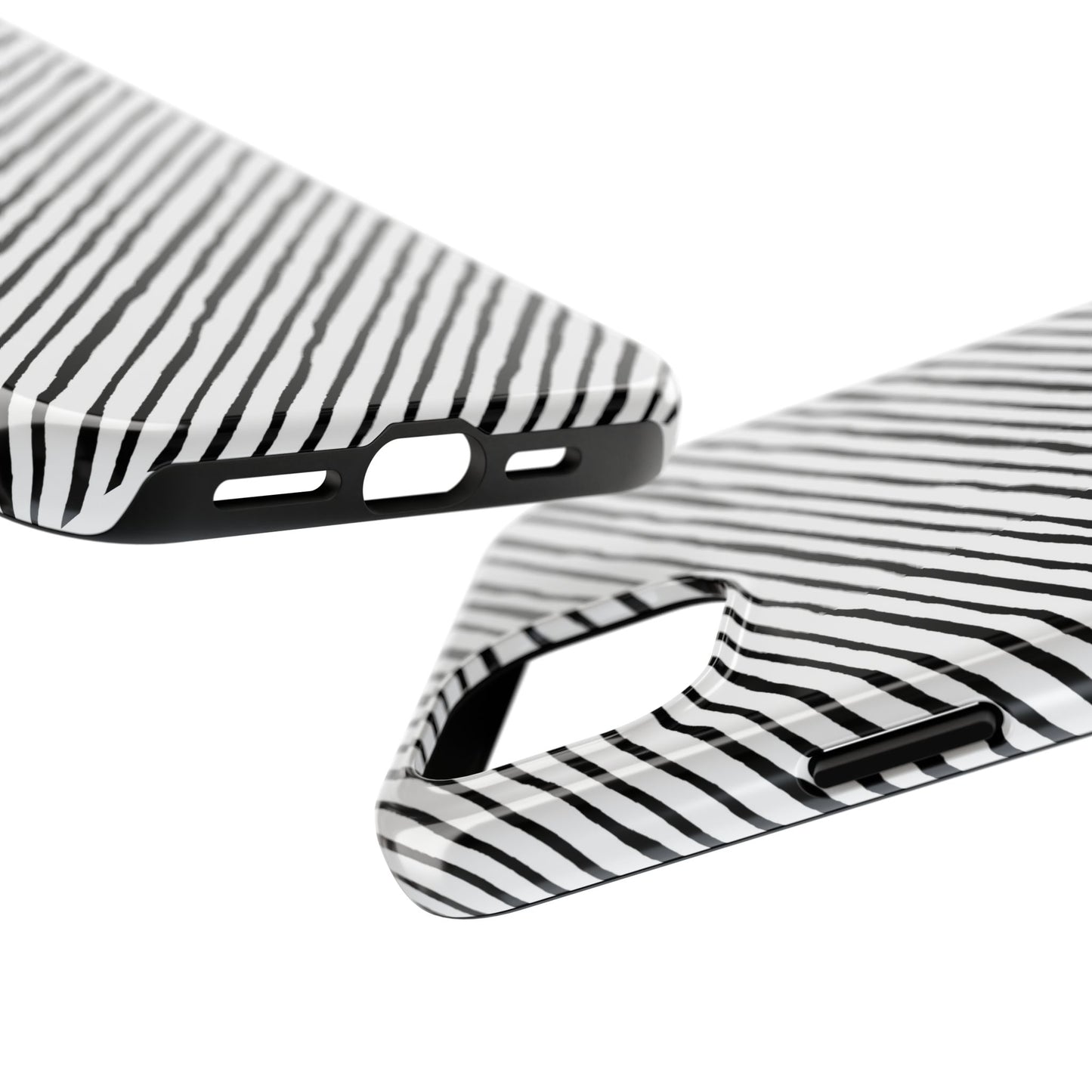 Quirky Bias Stripe White / Black Phone Case