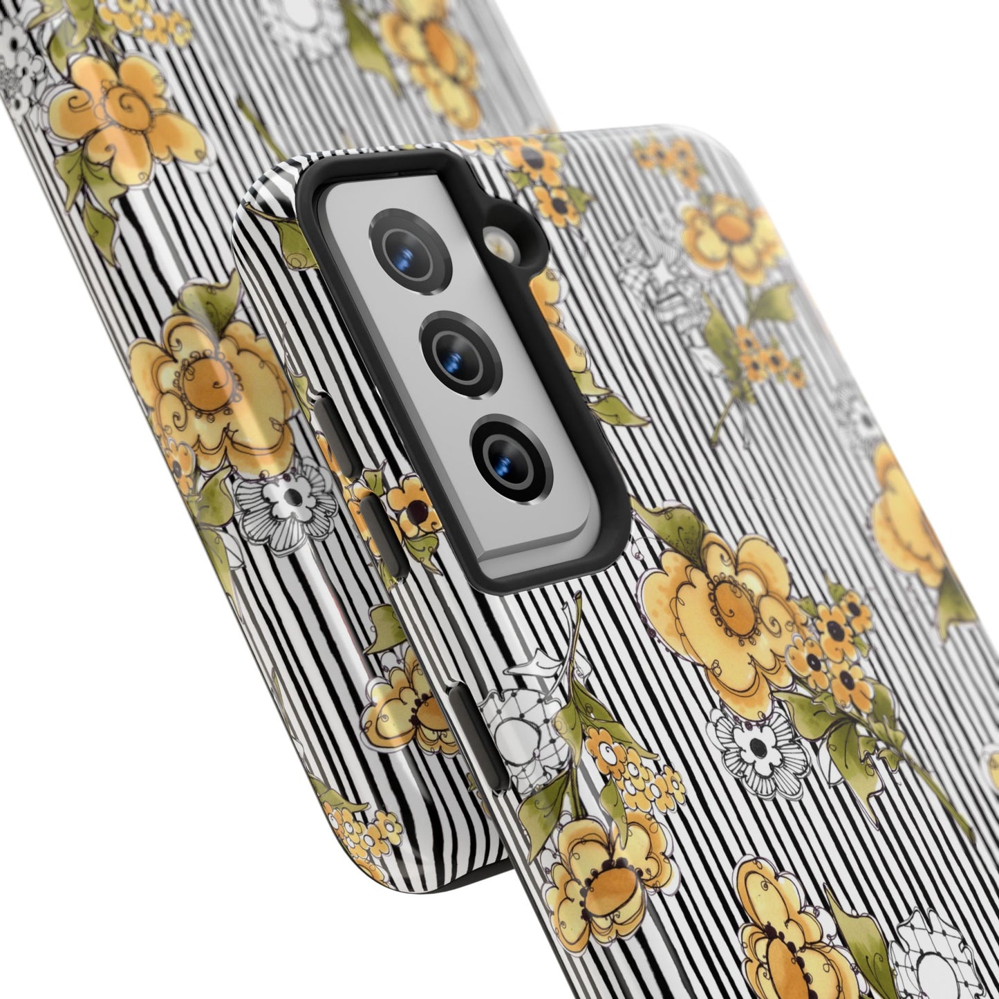 Bee Floral White / Black Phone Case