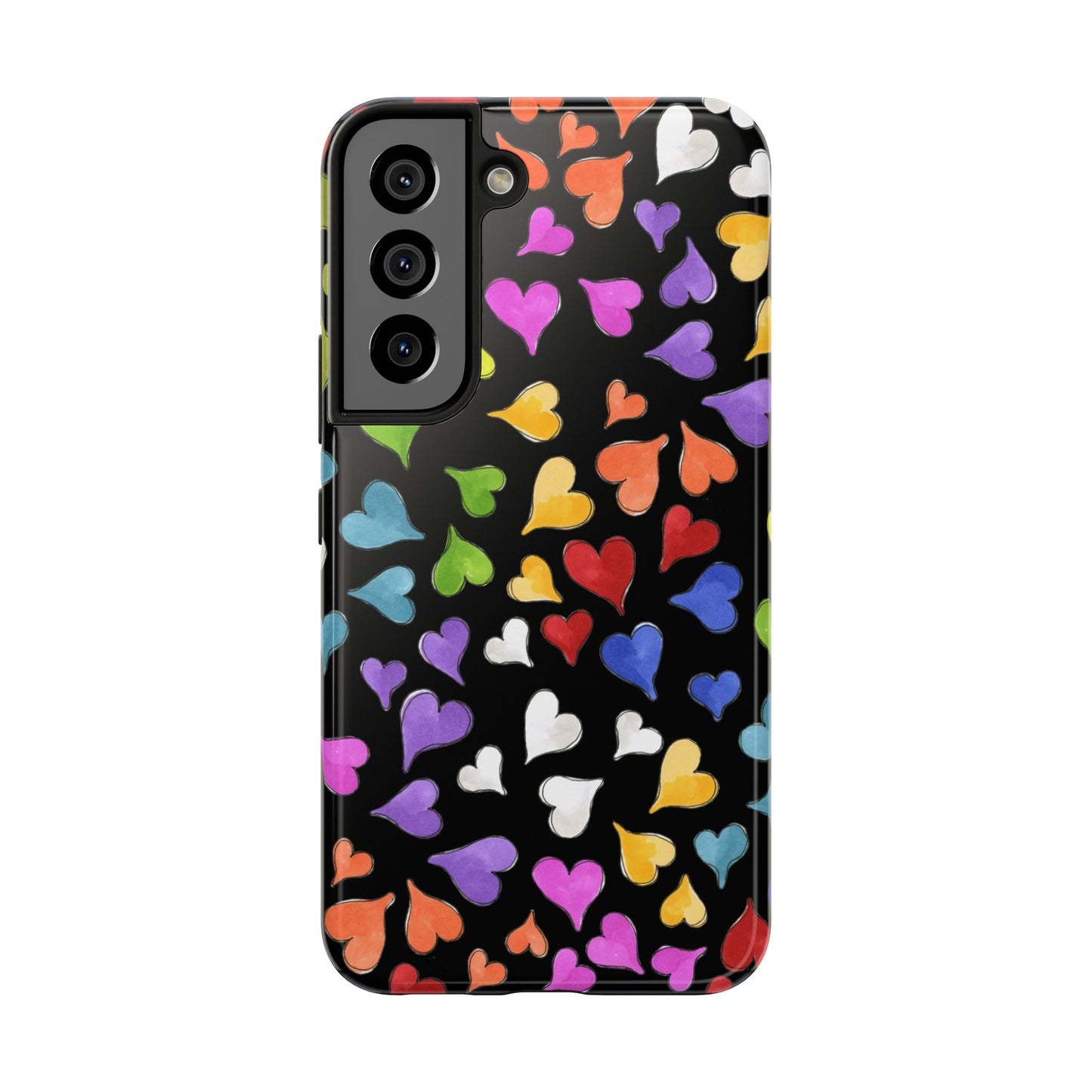 Happy Hearts Black Phone Case