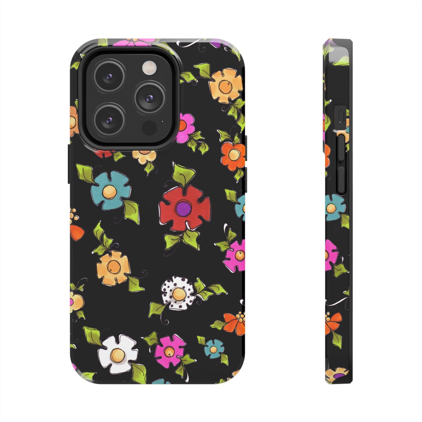 Dog Blooms Black Phone Case