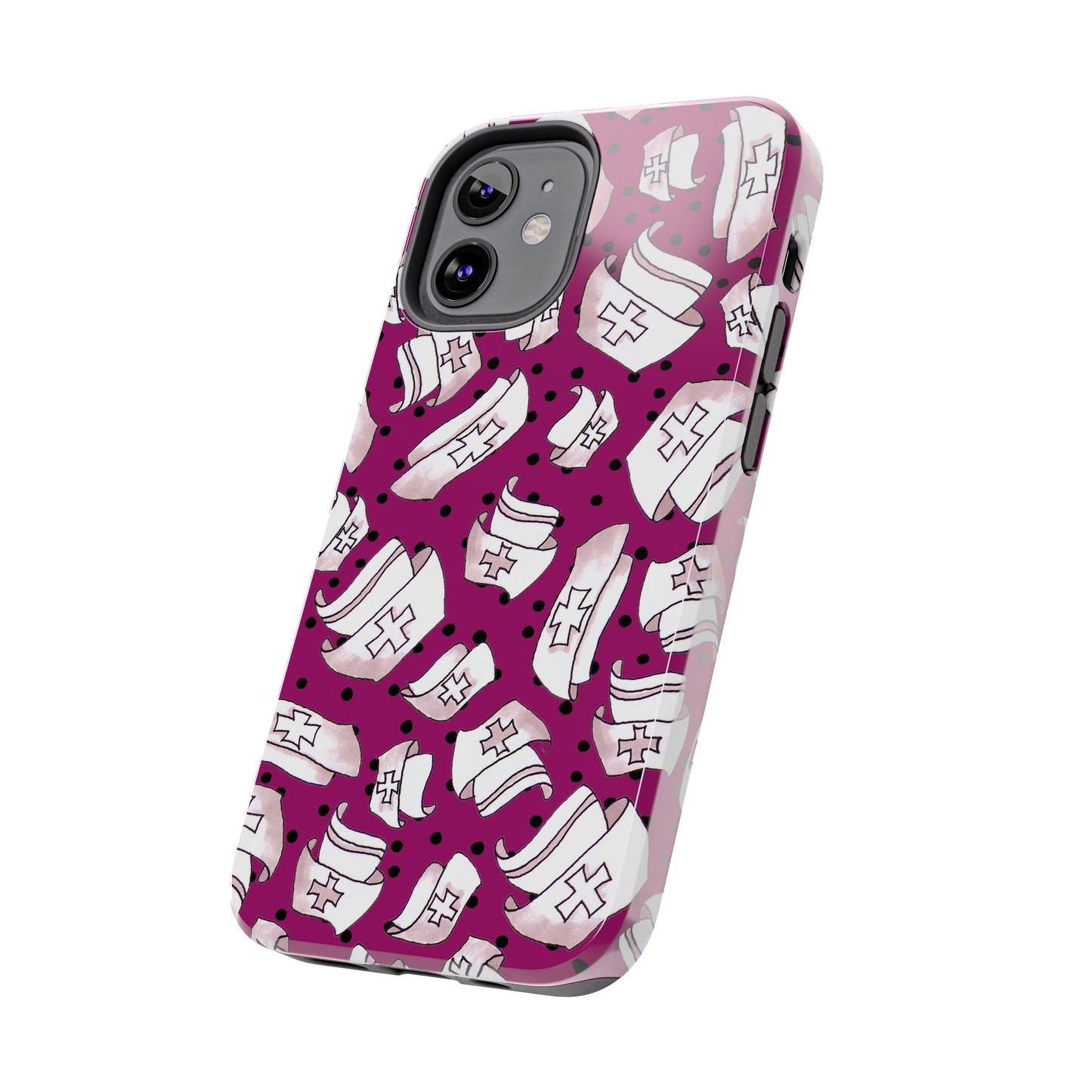 Med Hats Burgundy / Black Phone Case