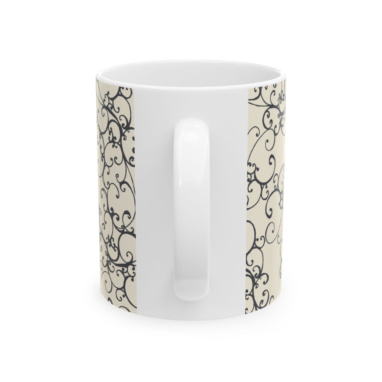 Elegant Scroll Ivory / Black Cup