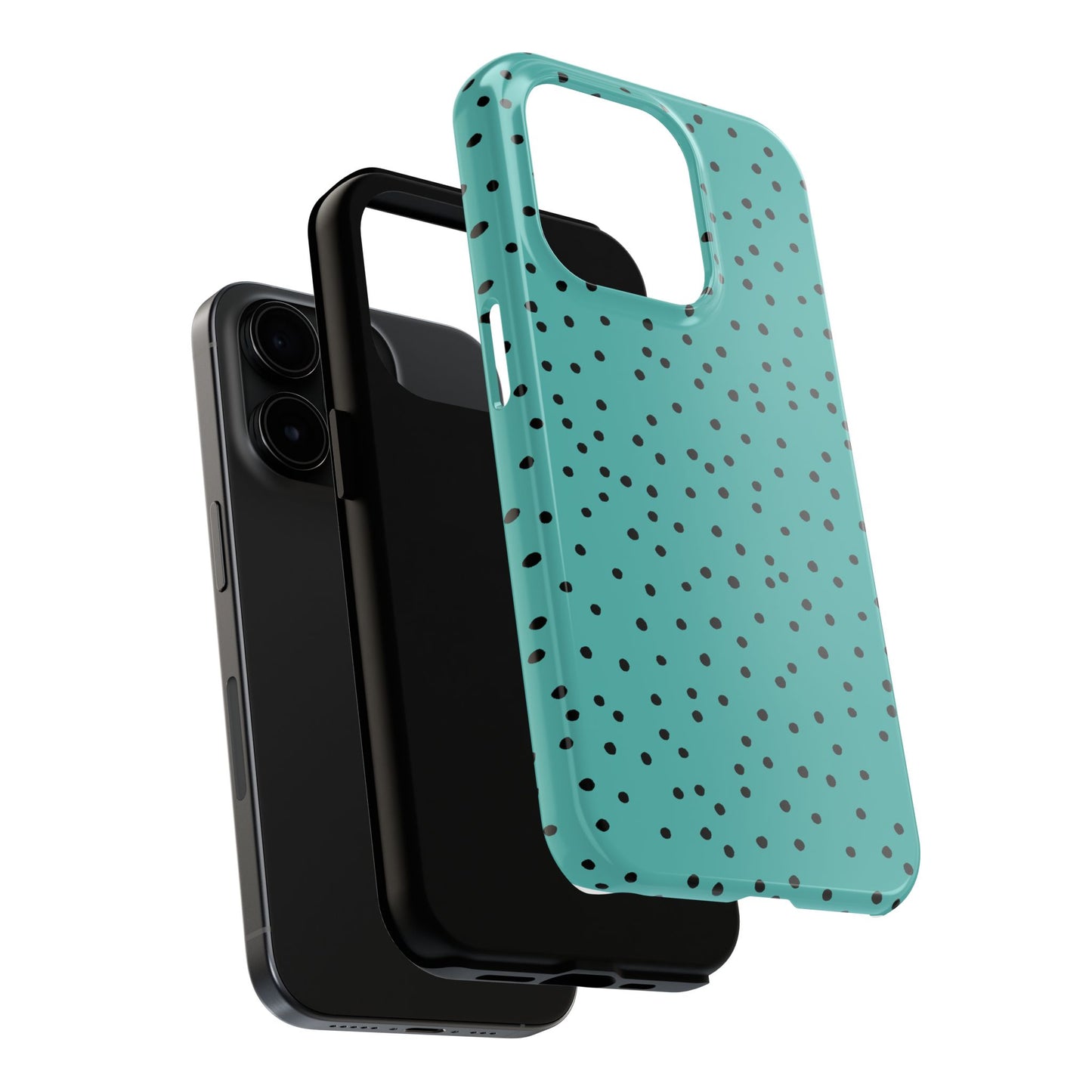 Dinky Dots Turquoise / Black Phone Case