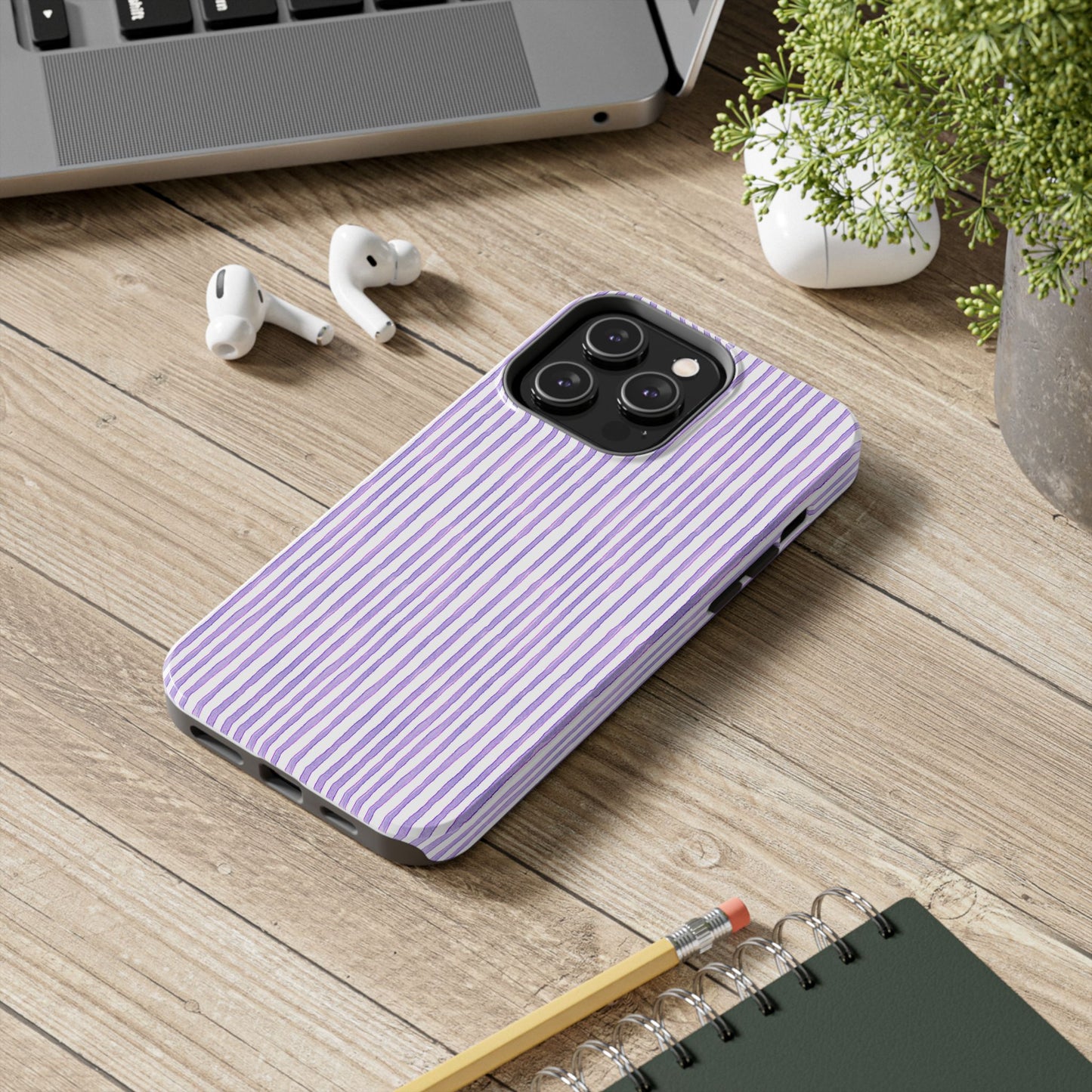 Candy Stripe White / Lilac Phone Case