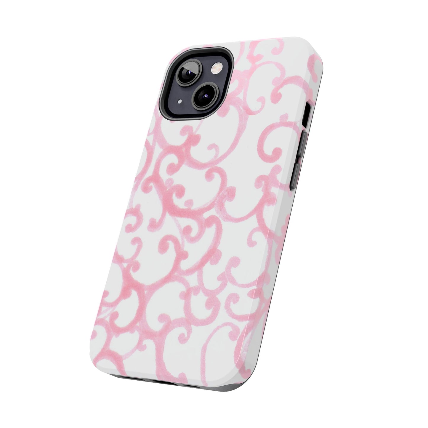 Scrollie White / Pink Phone Case