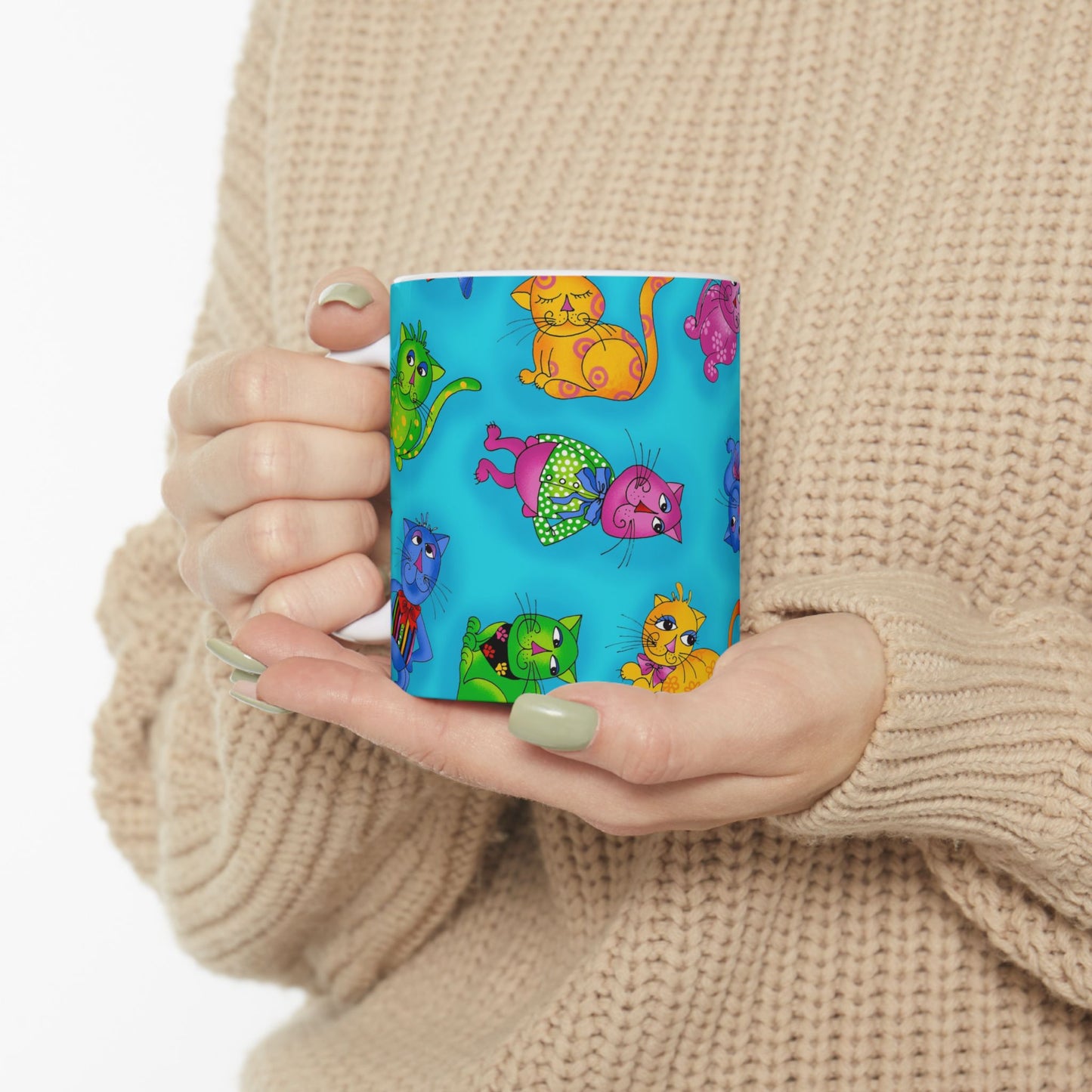 Tossed Cool Cats Turquoise Cup