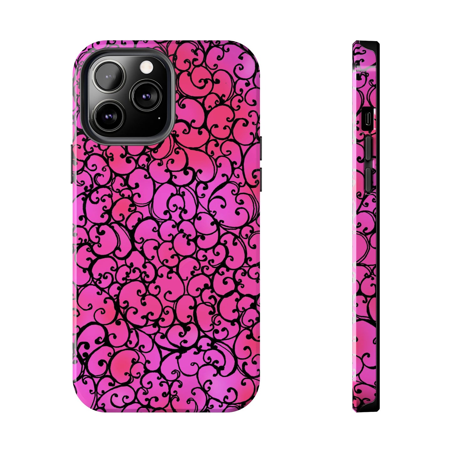 Scrollie Cerise / Black Phone Case