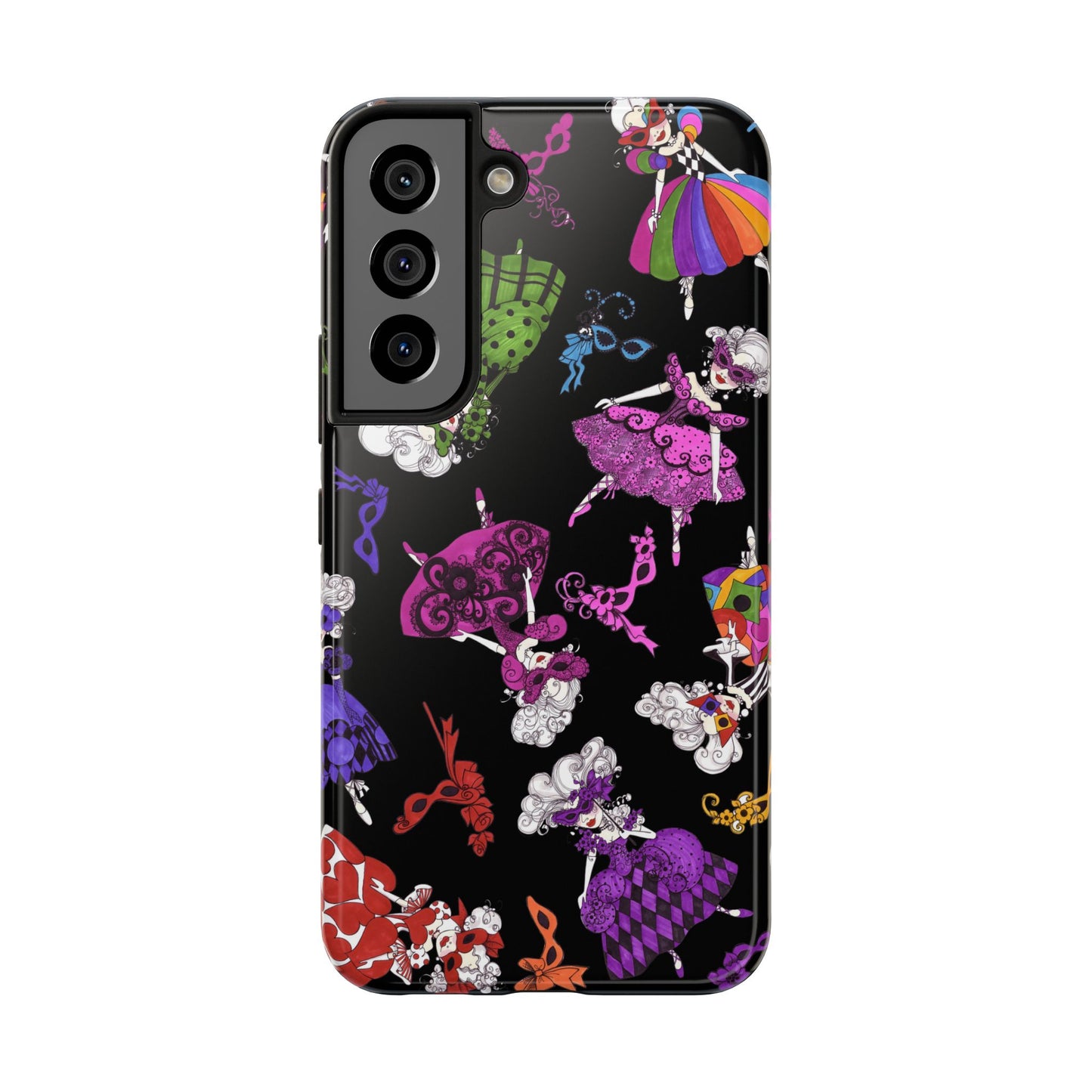 Tossed Masquerade Ladies Black Phone Case