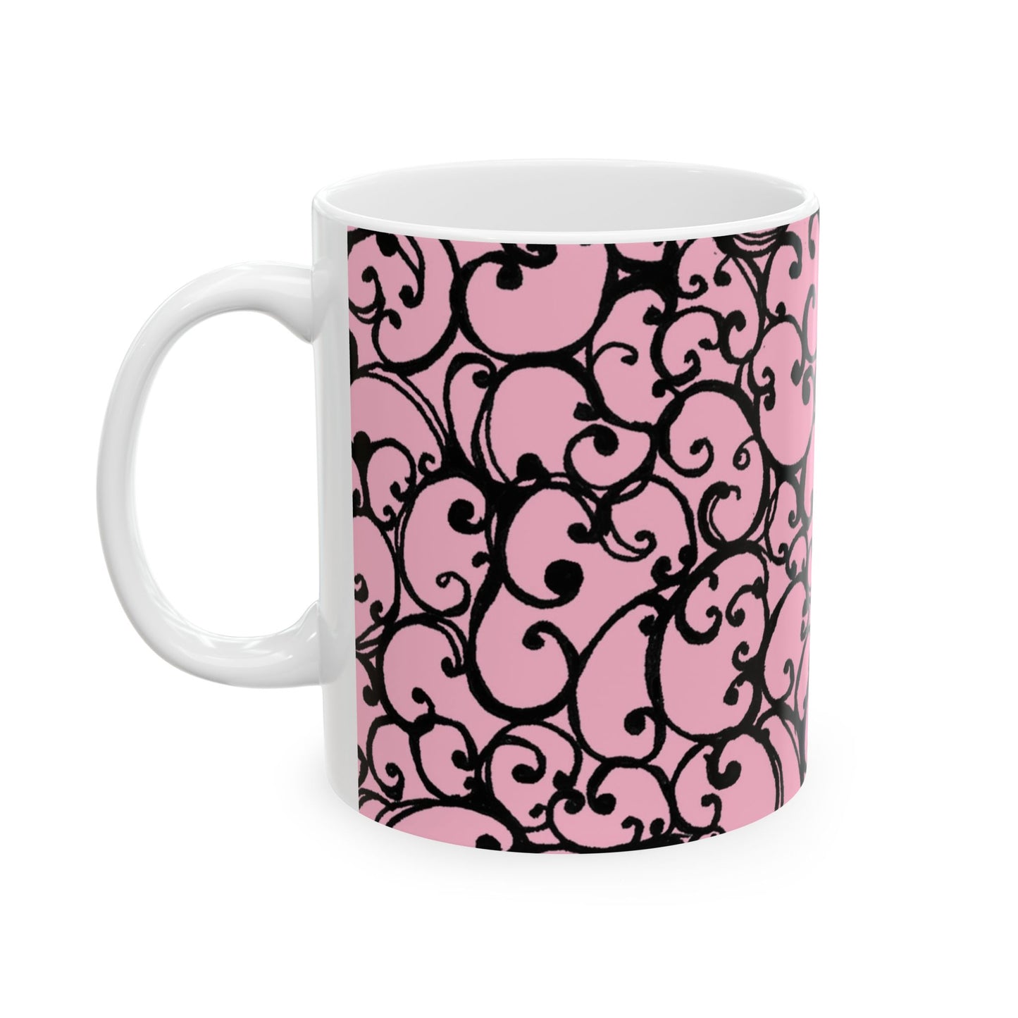 Scrollie Pink / Black Cup