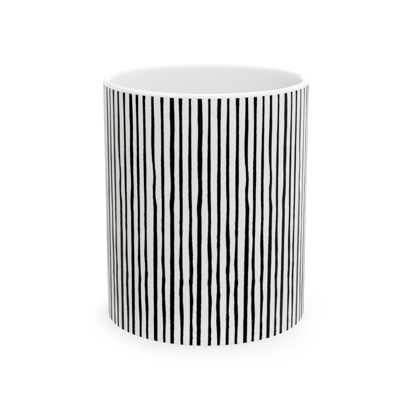 Quirky Pin Stripe White / Black Cup