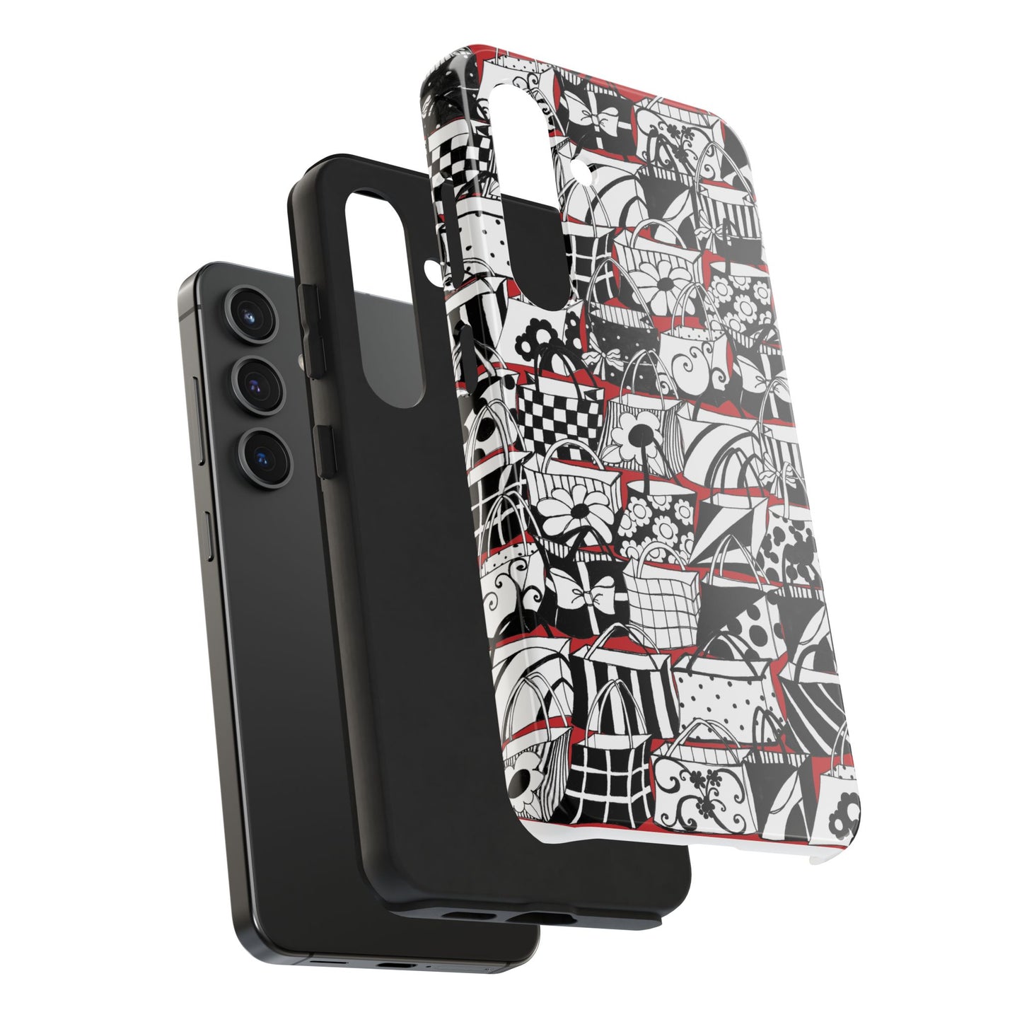 Totally Black, White & Red Phone Case
