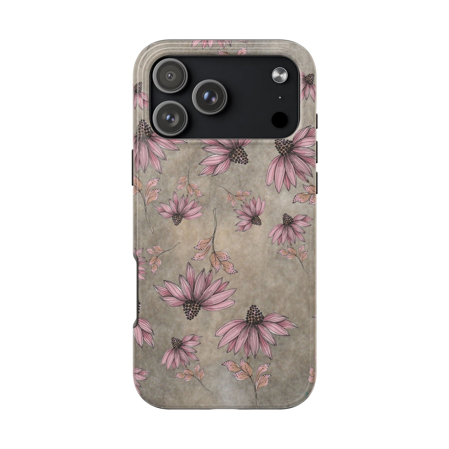 Wild Cone Flowers Taupe Marble Phone Case