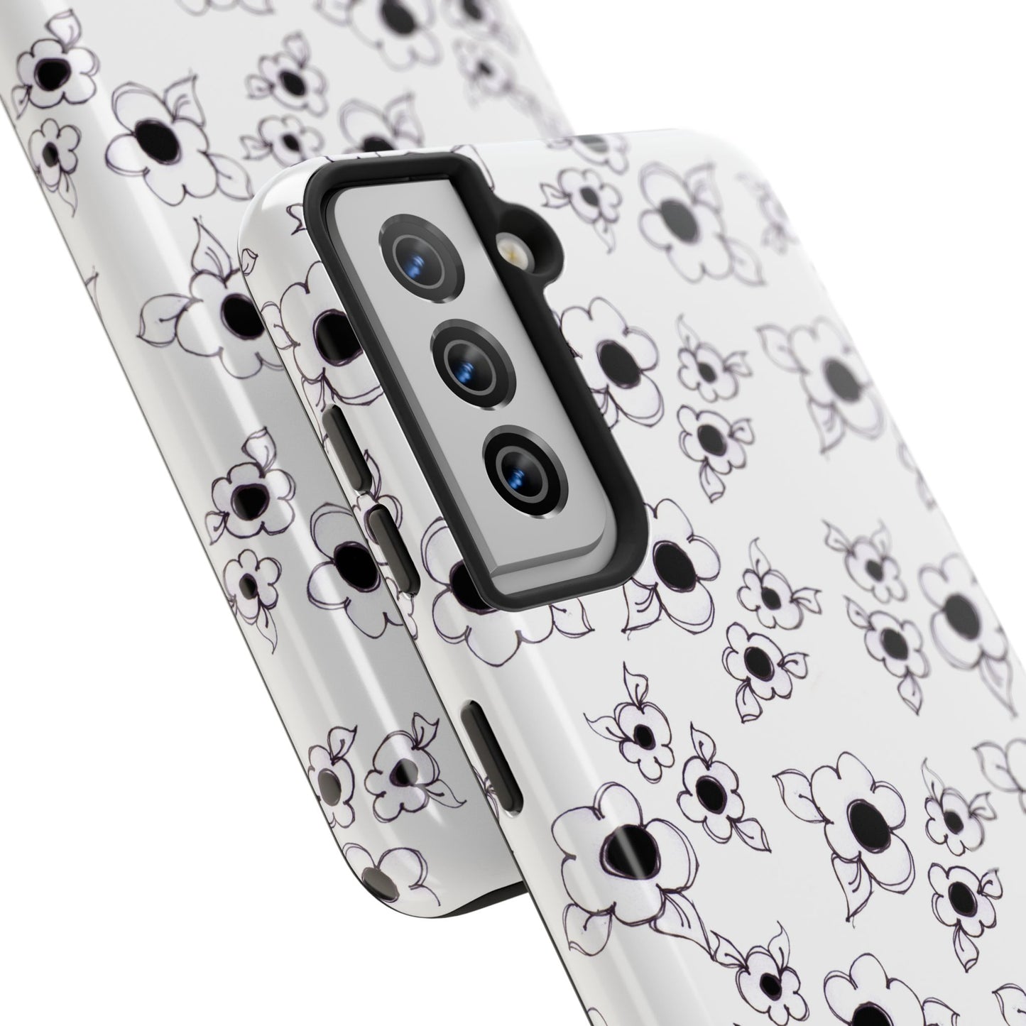 Daisy Cluster White / Black Phone Case