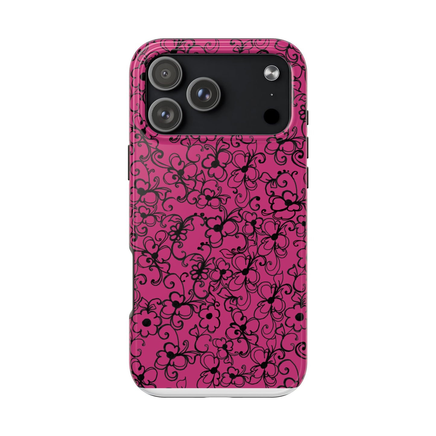 Daisy Jungle Pink / Black Phone Case