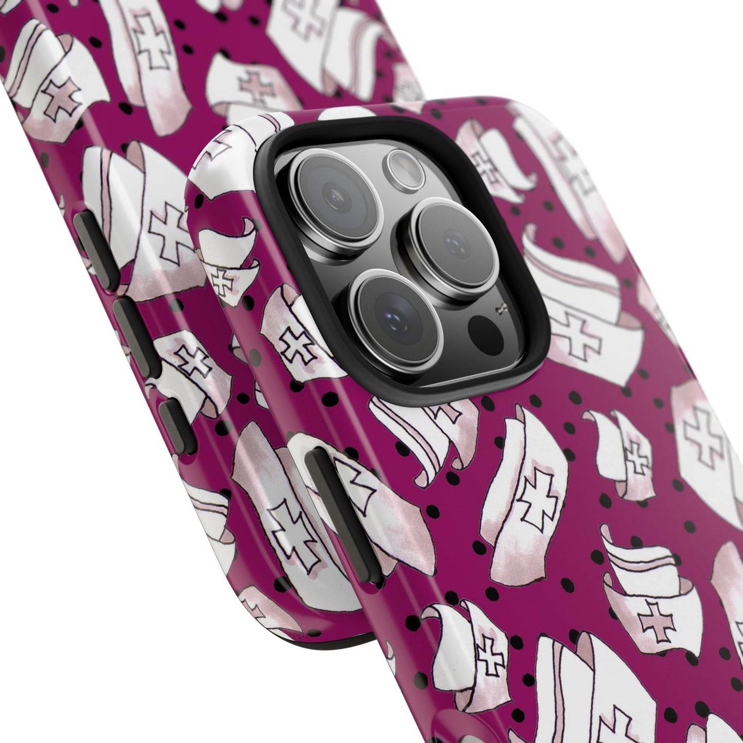 Med Hats Burgundy / Black Phone Case