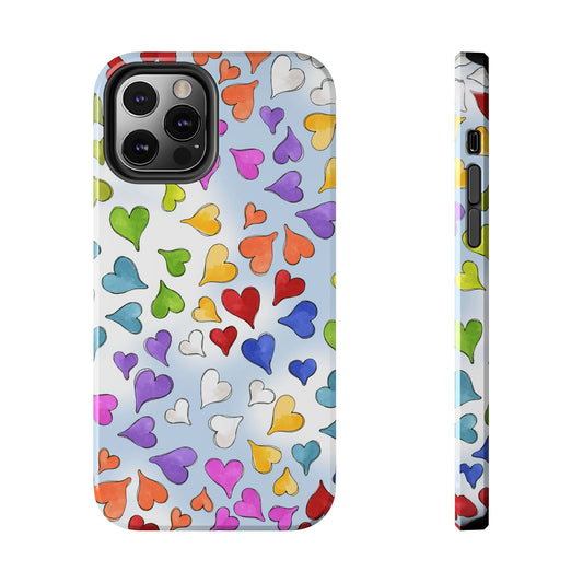 Happy Hearts Blue Sky Phone Case