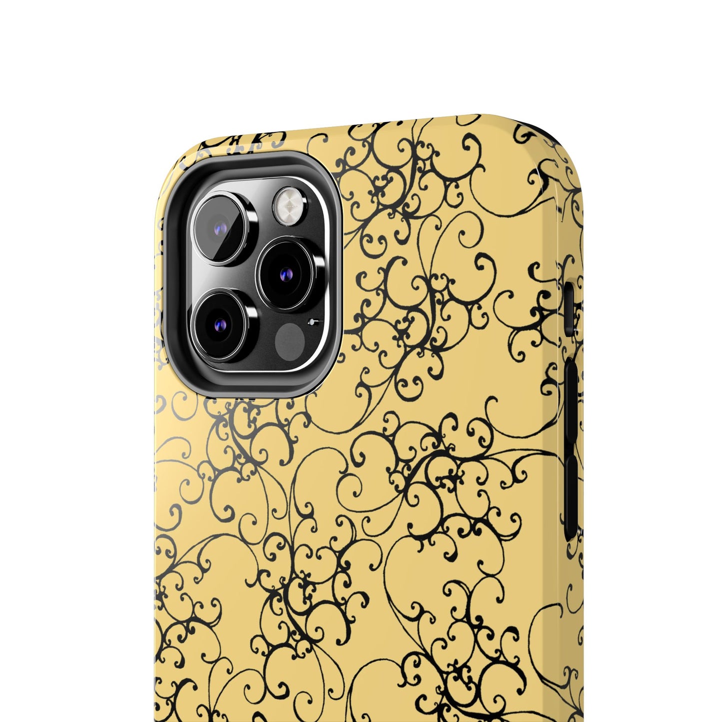 Elegant Scroll Yellow / Black Phone Case