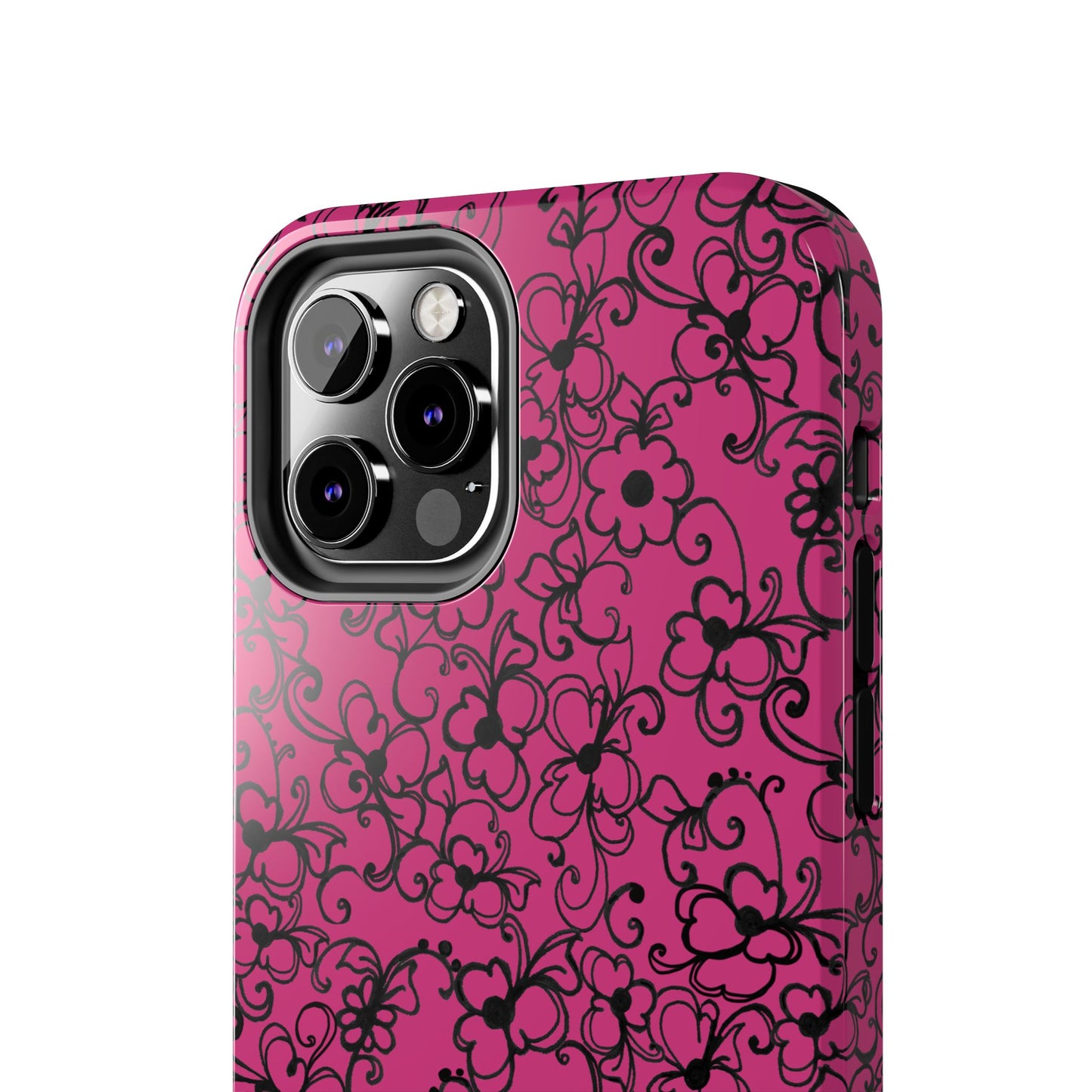 Daisy Jungle Pink / Black Phone Case